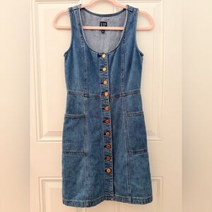 GAP Denim Button Front Scoop Neck Dress